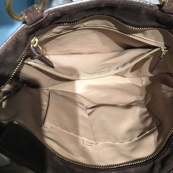 Coach medium tote bag, brown suede & beading - Picture 8 of 8